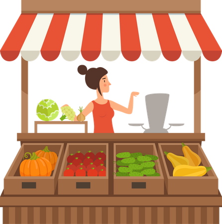 Fresh vegetables stall Illustration