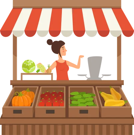 Fresh vegetables stall  Illustration