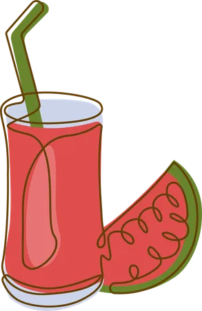 Fresh Watermelon Juice In Glass With Straw  Illustration