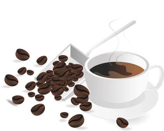 A Cup Of Coffee And Seeds Illustration