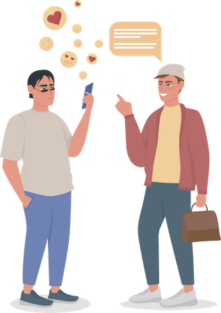 Freund beim Chatten in sozialen Medien ignorieren  Illustration