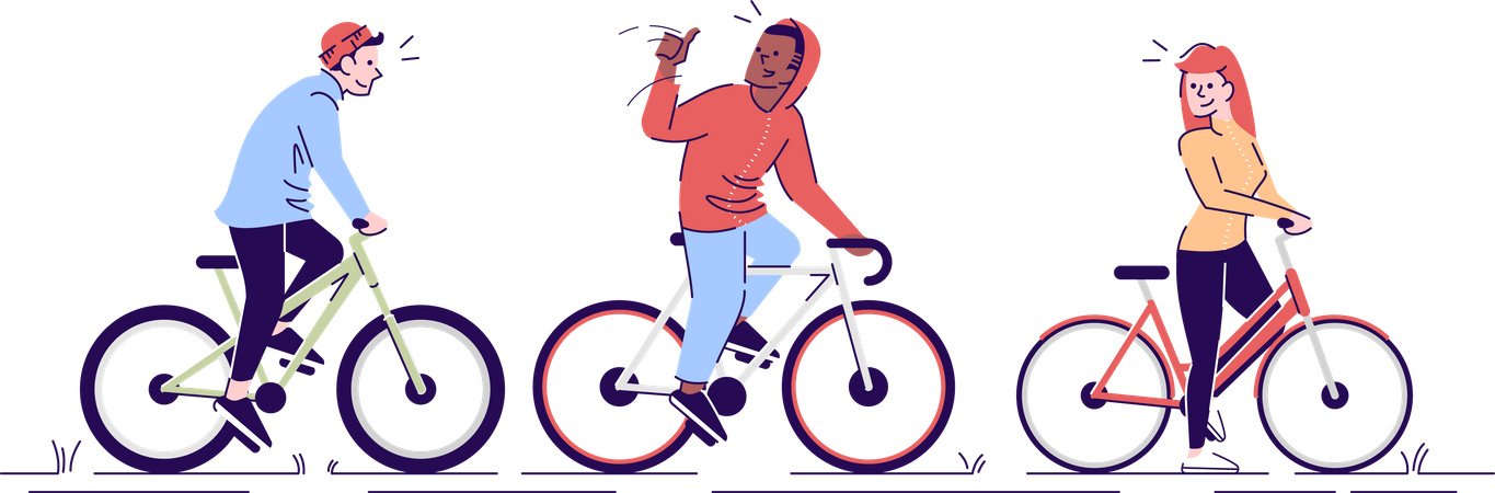 Freunde auf Fahrrädern  Illustration