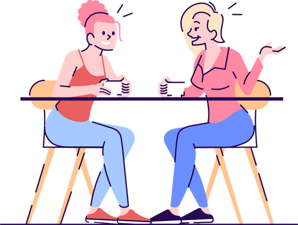 Freunde beim Kaffeetrinken  Illustration