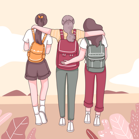 Freunde beim Picknick  Illustration