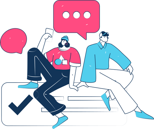 Freunde chatten online  Illustration