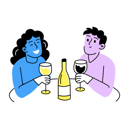Freunde feiern romantisches Date  Illustration
