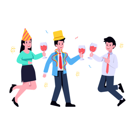 Freunde feiern Geburtstag  Illustration