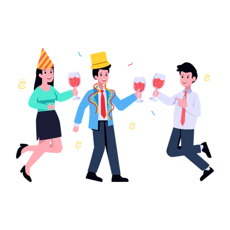 Freunde feiern Geburtstag  Illustration