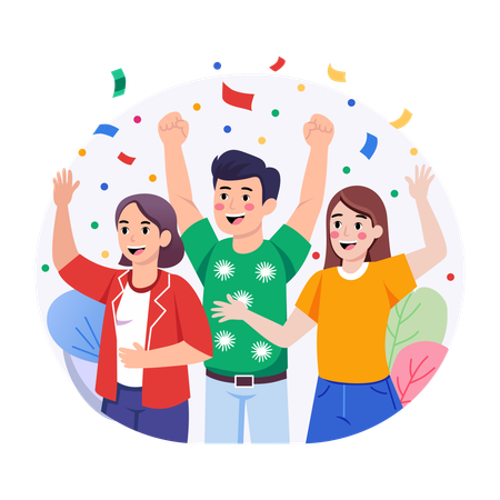 Freunde feiern Geburtstagsparty  Illustration