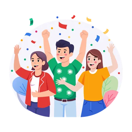 Freunde feiern Geburtstagsparty  Illustration