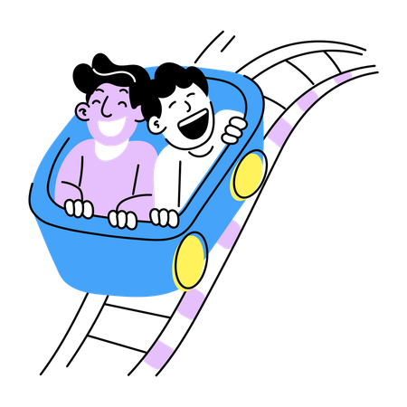 Freunde genießen Achterbahn  Illustration