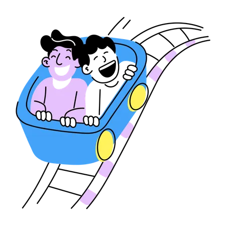 Freunde genießen Achterbahn  Illustration