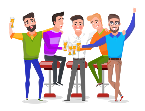 Freunde machen Bierparty  Illustration