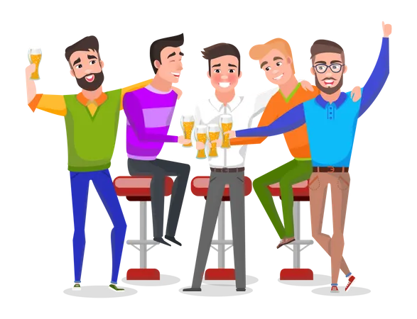 Freunde machen Bierparty  Illustration