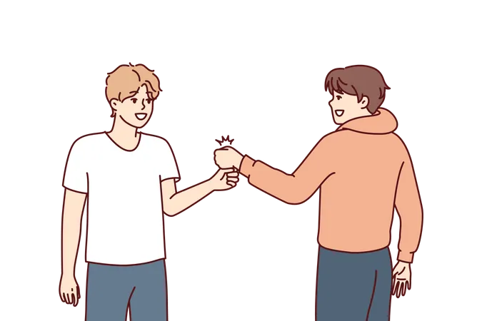 Freunde machen Hand-Treffen-Trick  Illustration