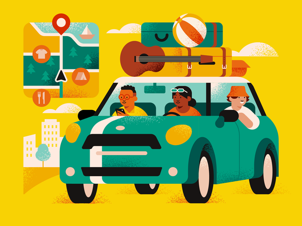 Freunde machen einen Roadtrip  Illustration