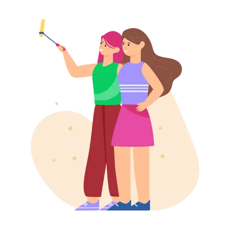 Freunde machen Selfie  Illustration