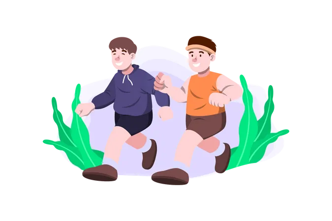 Freunde joggen zusammen  Illustration