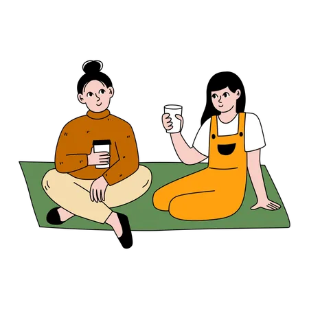 Picknick-Chat mit Freunden  Illustration