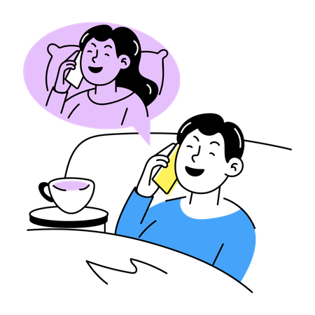 Freunde rufen am Telefon an  Illustration