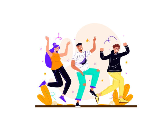 Freunde springen  Illustration