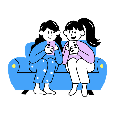 Freunde teilen Online-Inhalte  Illustration