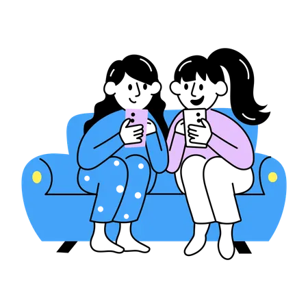 Freunde teilen Online-Inhalte  Illustration