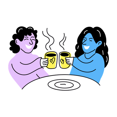 Freunde beim Kaffeetrinken  Illustration