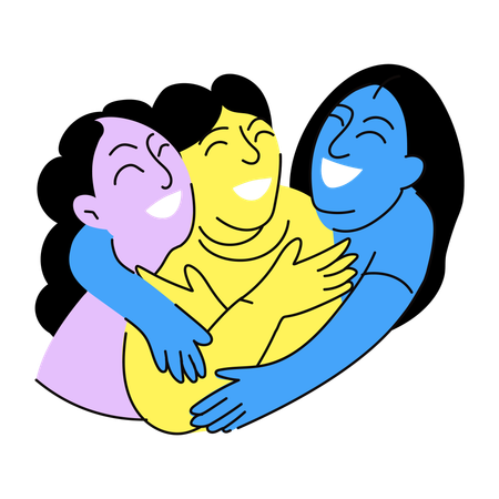 Freunde umarmen sich  Illustration