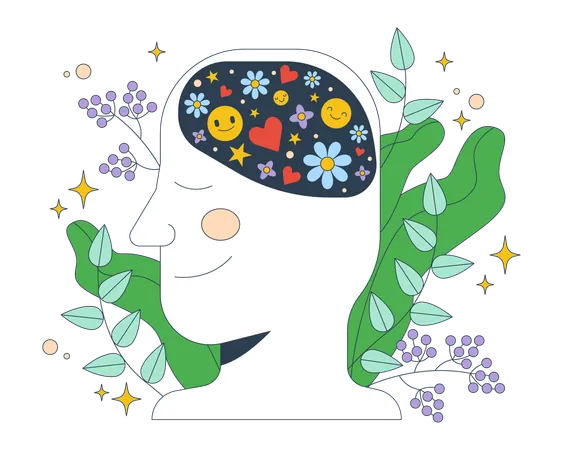 Friedlicher Geist mit positiven Gedanken  Illustration