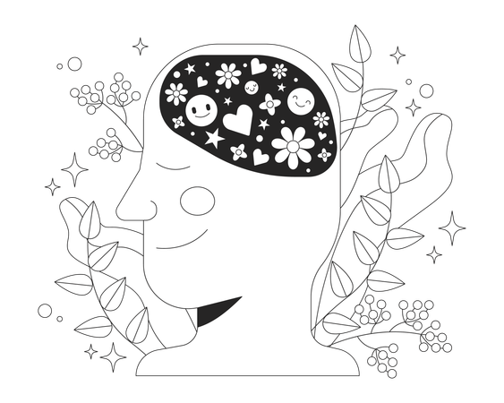 Friedlicher Geist mit positiven Gedanken  Illustration