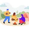 friend on camping illustration free download