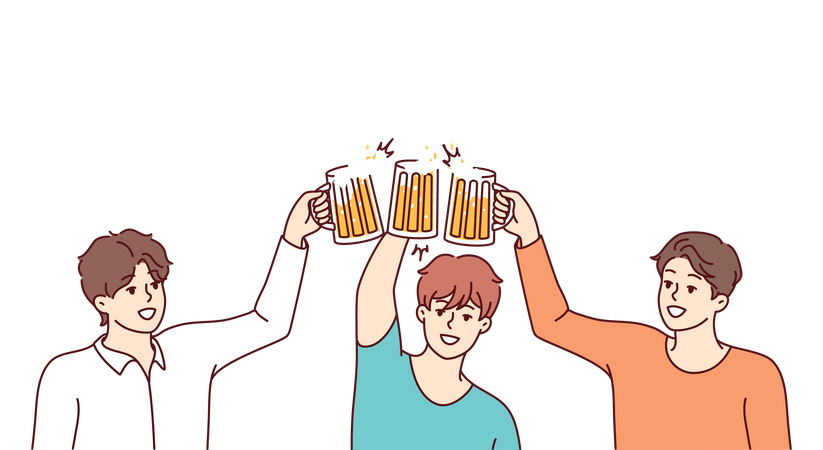 Friend cheers beer glass  Illustration