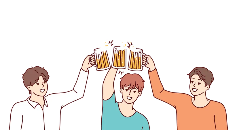 Friend cheers beer glass  Illustration