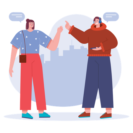 Friend conversation each other  イラスト