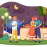 illustrations for night party