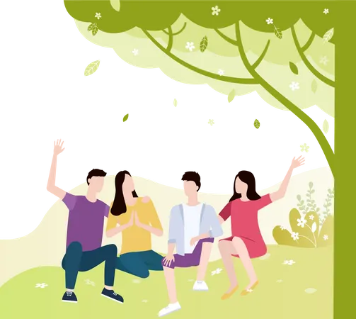 Friend meet in Park  Illustration