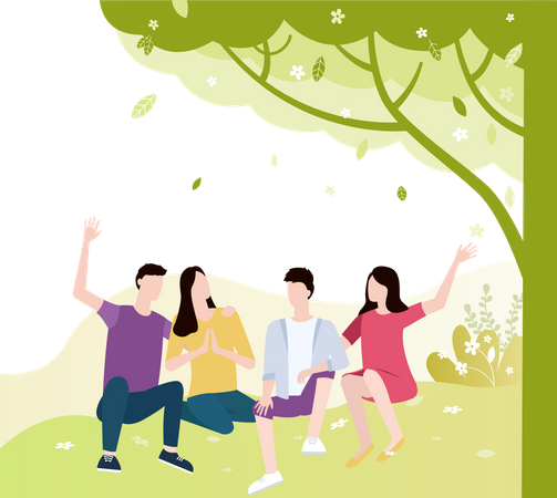 Friend meet in Park  Illustration