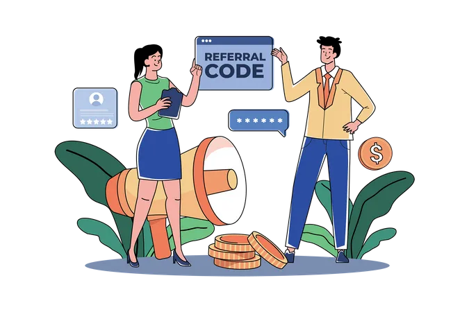Refer A Friend With A Referral Code Illustration