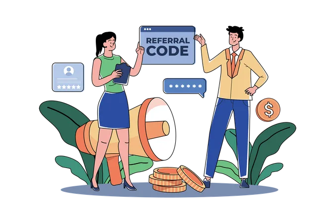 Friend Refer A Referral Code  Illustration