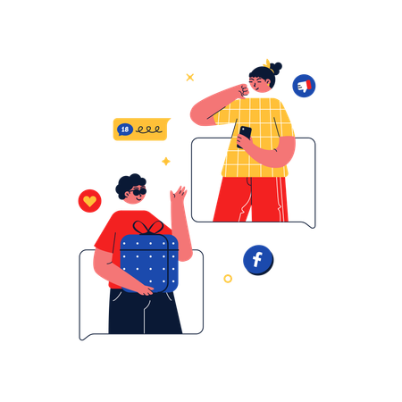 Friend sharing reaction on social media  Illustration