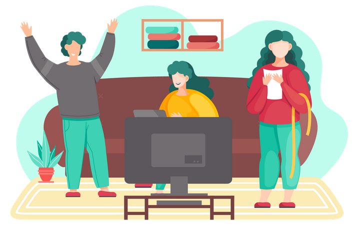Friend spending time together at home  Illustration