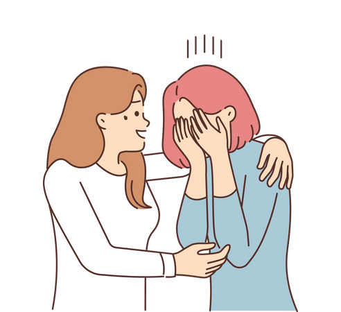 Friend stopping crying girl  Illustration