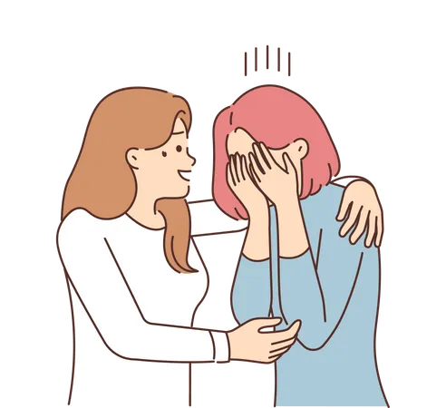 Friend stopping crying girl  Illustration