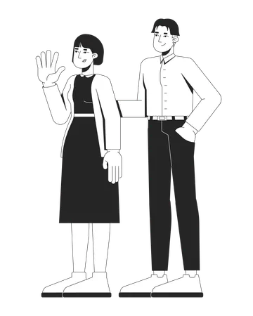 Friendly asian couple standing together  Illustration