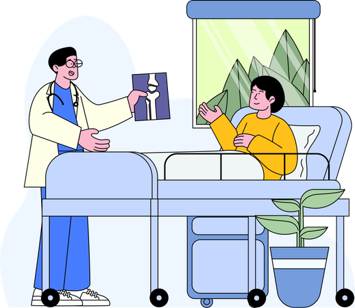 Friendly Consultation in a Comfortable Hospital Room  Illustration