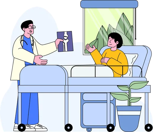 Friendly Consultation in a Comfortable Hospital Room  Illustration