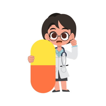 Friendly female doctor illustration explaining medication safety and pharmaceutical care  Illustration