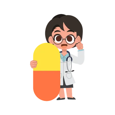 Friendly female doctor illustration explaining medication safety and pharmaceutical care  Illustration