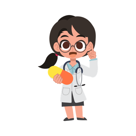 Friendly female doctor illustration explaining medication safety and pharmaceutical care  Illustration